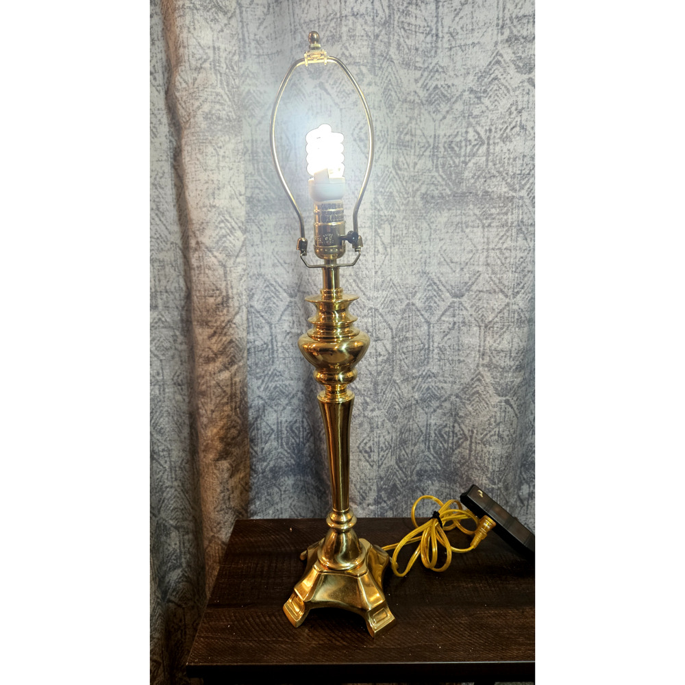 Vintage Stiffel Heavy Brass Trophy Table Lamp - MCM Hollywood Regency - Octagon